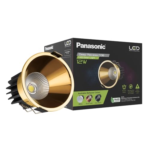 Image of Panasonic 12 Watt Deep Recessed COB Light for Ceiling, Recessed Downlight for Home Decor, Shop, Museum, Restaurant | Yellow Gold Recessed COB Light, Cool White (6500K - PDLM45127)