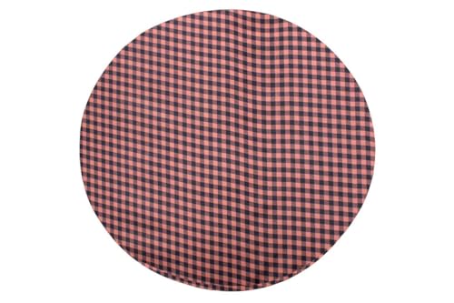 Image of The Furnishing Tree Round Elastic Fitted Center Tpoy Table Cover WxL 18x18 Inches Checkered Pattern Beige