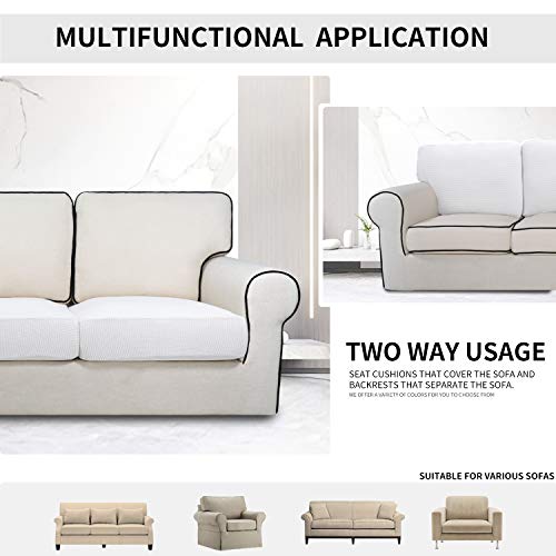 Image of Easy-Going Stretch Cushion Cover Sofa Cushion Furniture Protector Sofa Seat Sofa slipcover Sofa Cover Soft Flexibility with Elastic Bottom(Chiar Cushion,Snow White)