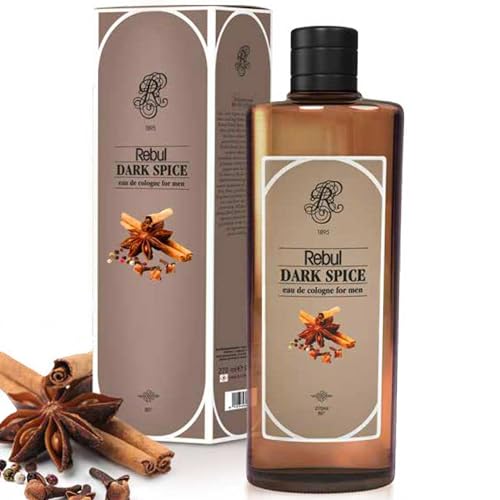Rebul Dark Spice Eau de Cologne | Kölnisch Wasser für Herren Glasflasche 250ml After Shave, Cologne, Rasierwasser für Herren und Damen