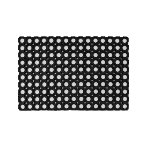 Velcoc - Zerbino Compos da Esterno in Gomma con Fori, Antiscivolo, Robusto e Resistente, Spessore di 16 mm, Tappeto con Struttura a Nido d'Ape, Colore Nero, Dimensioni 40 x 60 cm