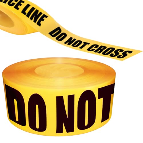 RONDURE Crime Scene Tape - 3 in X 328 feet Police Line Do Not Cross | Yellow Caution Tape Roll for Party Decorations, Halloween, Crime Scene Kitchen, Do Not Enter Tape for Indoor Outdoor Use