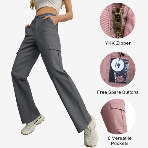Image of Lepunuo Cargo Pants for Women High Waisted Casual Pants Baggy Stretchy Wide Leg Y2K Streetwear with 6 Pockets