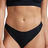 commando - Butter Mid-Rise Thong | Silky Soft, No Show Thong | Comfortable Raw-Cut Edges | Machine Washable | Black, Medium