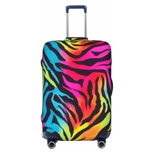 Colorful Rainbow Zebra Print Luggage Suitcase Covers Elastic Washable Luggage Protector Luggage Covers For Suitcase