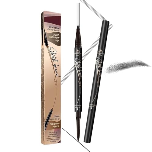 2in1 Magic Augenbrauenstift 2025 Mit 4 Gabelspitzen - Eyebrow Pencil Für Präzise Linie & Langlebigkeit - Wasserfest Natürlicher Schwarz Für Männer & Frauen