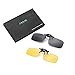Clip on Sunglasses Flip Up Polarized Sunglasses Eyeglass by AUUS, Frameless Rectangle lens [2-Pack] UV400 Anti Glare Night Vision Glasses for Driving Fishing Cycling Walking Outdoor