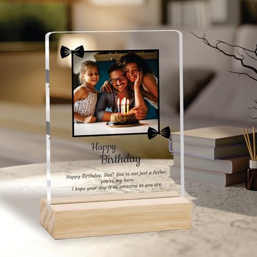 Image of Giftplease Personalized Happy Bithday Photo Plaque with Photo | Custom Friendship Gift with Wooden Stand | Best Friend Birthday Keepsake for Him or Her CS 05