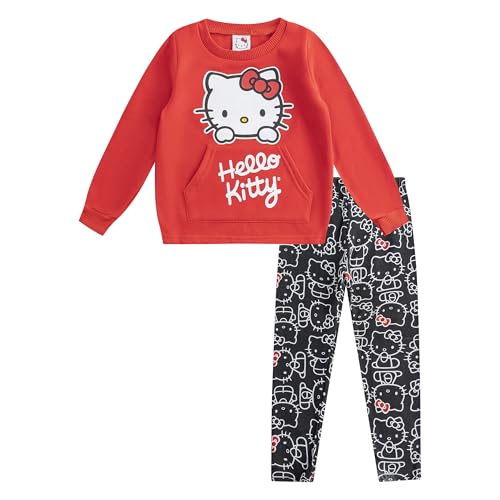 Conjunto de suéter Hello Kitty y leggings negros para niñas pequeñas y grandes