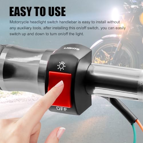 Gasedin 2 PCS Motorcycle Headlight Switch, 0.9\" Handlebar Push Button On/Off Toggle Switch, 12V Headlight U5 U7 LED Light Kill Switch for Scooter, Motorcycle Accessories (Black) - Thumbnail 5