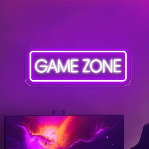 Image of LED Game Sign Game Zone Neon Signs Gaming Room Wall Art Decor Man Cave Lights Signs Gamer Home Bedroom Decoration USB Powered Brightness Adjustable