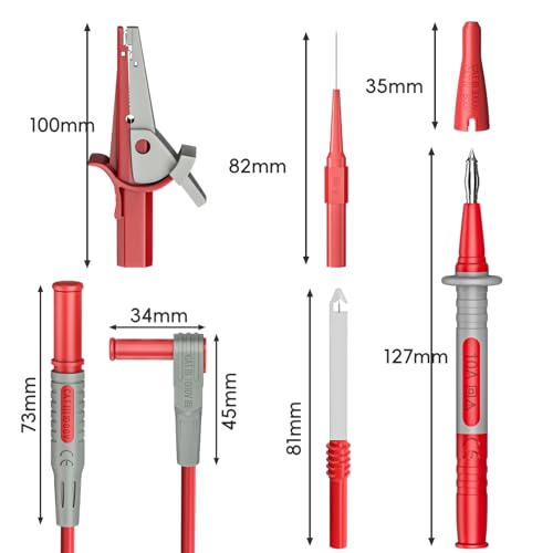 Image of Goupchn Multimeter Test Leads Kit 10PCS Test Cable Probes 4mm Banana Plug with Alligator Clips Wire Piercing Probes for Electrical Testing 1000V 10A