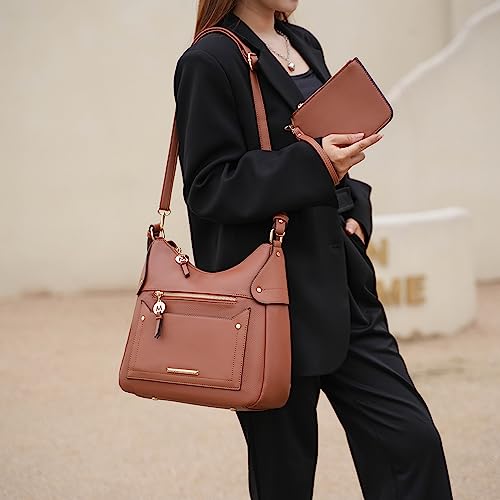 Bolso de hombro MKF Collection para mujer y bolsa de muñeca, juego de bolso de mano de cuero vegano, bolso tote con asa superior por Mia k miniatura 2