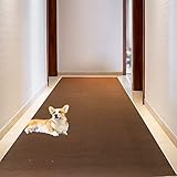 YOXU 廊下マット 廊下敷き 厚さ4mm 滑り止めマット 床保護 キズ防止 カーペット 騒音対策 スレない 素足 水で洗える タイルマット (ブラウン, 68*300cm)