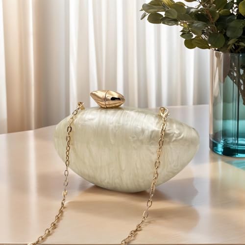 Image of Pearl Clutch Purse Acrylic Shell Clutch Bag Bridal Purse for Women Wedding Party