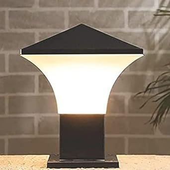 JACKAL Triangle Shape Waterproof Outdoor Gate Light Modern Style Rust Resistance Unbreakable PVC Shade Garden Pillar Boundary Exterior Lamp Fixture Square Shape (Bulb NOT Included)