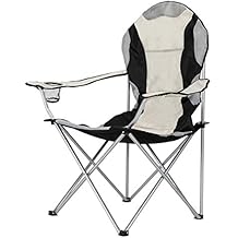 Portable Folding Camping Chair with Arm Rest Cup Holder and Carrying and Storage Bag Medium-Grey&Black