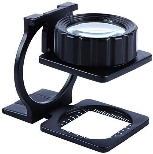 QHYTL Lupa de Pantalla Óptica 20x - Full HD Espejo Plegable de Metal Lectura óptica Lupa de Foto Lupa con Familia de Luces LED Cover