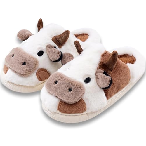TOPALL Zapatillas Casa Mujer Invierno,Vaca Pantuflas Mujer,Zapatillas de Estar por Casa,Chanclas Piscina Sandalias Antideslizantes Cómoda Mujer/Hombre Interior Exterior Cloud Pillow Slippers