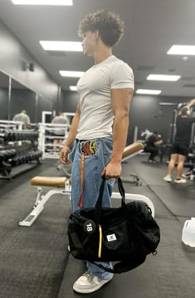 Miniatura 7 de SKYSPER Bolsa de gimnasio para hombres y mujeres Bolsa deportiva de 40 L con compartimento para zapatos, bolsillo húmedo para fitness, deporte,