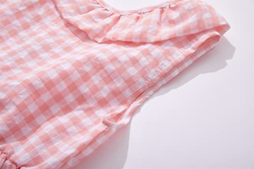 Rysly Toddler Baby Girls Cotton Linen Plaid Dress With Ruffle Back Straps And Bow Kids Casual Dress (Plaid Pink,90) #TOP2