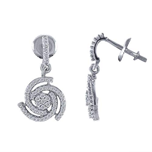 Pretty Jewels 0.40 Carat (Cttw) Round Cut Natural White Diamond Screwback Dangle Earrings In 14K Solid White Gold Jewelry Gift For Engagement Wedding Birthday (Color: H-I, Clarity: I1-I2) #TOP2