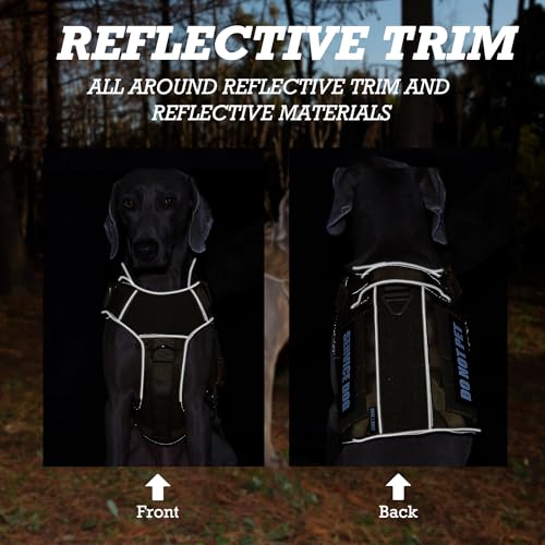 Image of Tactical Dog Harness for Large, No Pull Adjustable Reflective MOLLE Service Dog Harness with Do Not Pet Patches, Military K9 German Shepherd Dog Vest for Training Walking Hunting Brown