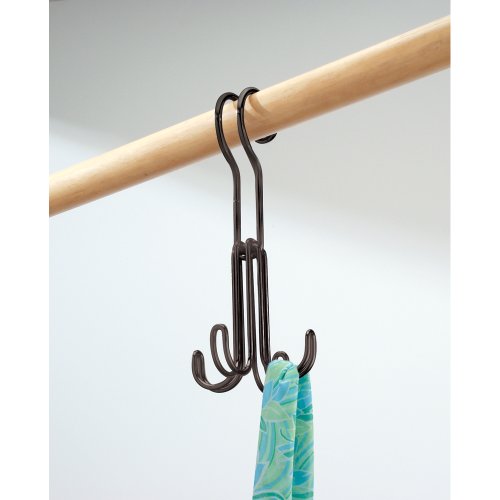 iDesign Classico Metal Over the Rod Hooks, Closet Accessory Organizer for Ties, Belts, Scarves, Handbags, Jewelry, 2.8" x 2.8" x 6.5", Bronze - Thumbnail 2