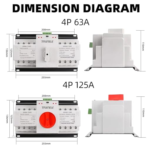 Inverseur de source automatique 4P 125A commutateur de transfert double alimentation MCB