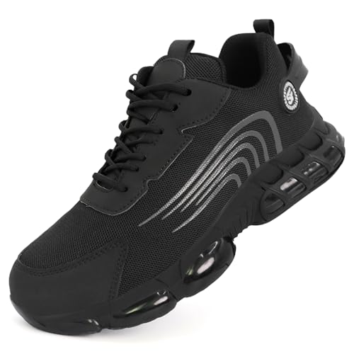 Image of Steel Toe Shoes for Men,Lightweight Non Slip Work Shoes for Men,Indestructible Steel Toe Boots,Industry Construction Safety Work Boots.