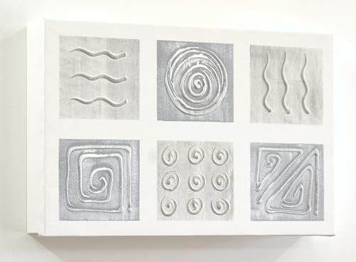 Tapa de Contador Pintada a Mano 37x22x4 cm (41x26x6 cm Medida Exterior) Minimalista, En Gris y Blanco,100% Original, Incluye Tornillos y Tacos para Fijar a la Pared