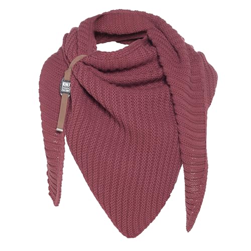 KNIT FACTORY - Demy Dreiecksschal - Damen Strickschal mit Wolle - Winterschal - Herbst & Winter - Winter Dreieckstuch - Tuch Schal für Winter - Hochwertige Qualität - 190x85 - Stone Red