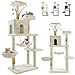 JUPPLIES Árbol Rascador para Gatos 143 cm – Torre de Juegos y Descanso con 5 Plataformas, 3 Nidos, 1 Cueva y Hamaca – Poste de Sisal y Base Estable 60×40 cm – Ideal para Hogares (Beige)