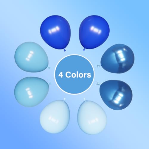 Image of Lukiituke Blue Balloon Arch Kit, 134Pcs Blue Birthday Balloons | 4 Sizes Latex Balloons for Baby Shower, Birthday, Baseball Party Decorations