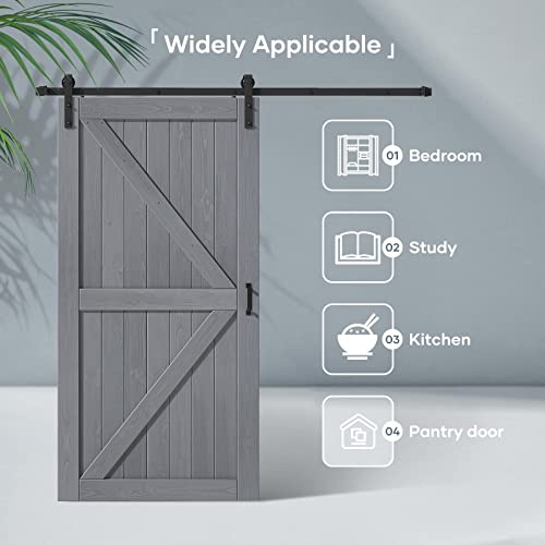 Image of FREDBECK Sliding Barn Door 42 x 84 Grey Wood Barn Door, Fit 38 inch-40 inch Opening