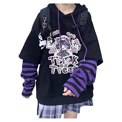 Yokbeer Hoodie med dragkedja för kvinnor Mode Punk Sportrock Hip Hop Joggingtröja 90-tal Streetwear Grunge ​Hoodies Y2K (Color : Black-Hoodie, Size : L)