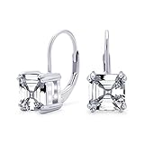 Classic Bridal Jewelry 4 CTW Solitaire Square Cubic Zirconia AAA CZ Royal Asscher Cut Drop Earrings For Women .925 Sterling Silver