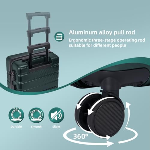Image of Luggage Sets 3 Piece, 100% PC Hardside Luggage with Spinner Wheel TSA LOCK Lightweight Quiet Suitable for Men and Women, Family Suitable Y01 Green 20 /24 /28(Diagonal stripes)