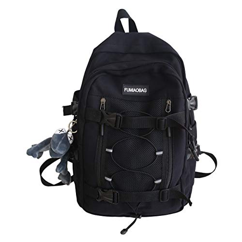 【ZESU】 韓国リュック/大容量カジュアルバッグレディース学生バッグ/修学/通勤通学おしゃれかごバッグ 超 (ブラック) 【ZESU】 韓国リュック/大容量カジュアルバッグレディース学生バッグ/修学/通勤通学おしゃれかごバッグ 超 (ブラック)