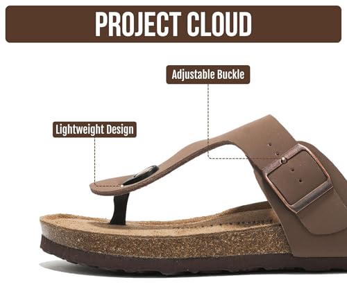 Image of Project Cloud Womens Sandals 100% Genuine Leather Thong Sandals for Women - Memory Foam Insole Women Sandals - Non-Slip Flip Flops for Women - Lightweight Sandals Women Footwear 2026
