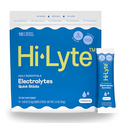 Hi-Lyte Electrolytes Packets - Unflavored Electrolytes Without Stevia - Sodium Potassium Magnesium Vitamins - Hydration for Daily Wellness Keto Fasting - No Sugar No Carbs