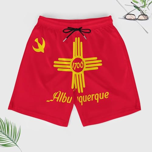 Albuquerque in New Mexico U.S. Flag Men's Swim Trunks with Compression Liner Summer Bathing Suit Beach Shorts with Pockets3