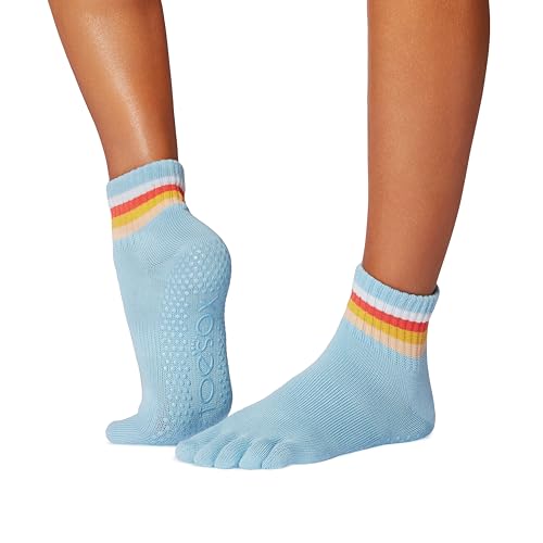 toesox Grip Ankle Full Toe Melody – Grip Non-Slip Toe Socks for Pilates Barre Yoga