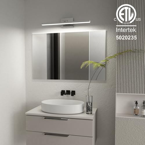 Image of VOLISUN Modern Bathroom Vanity Light 24 inch, Rotatable, 14W Dimmable 5CCT Led Bathroom Light Fixture Over Mirror, Chrome Vanity Light for Bathroom Mirror Cabinets-ETL Certificated