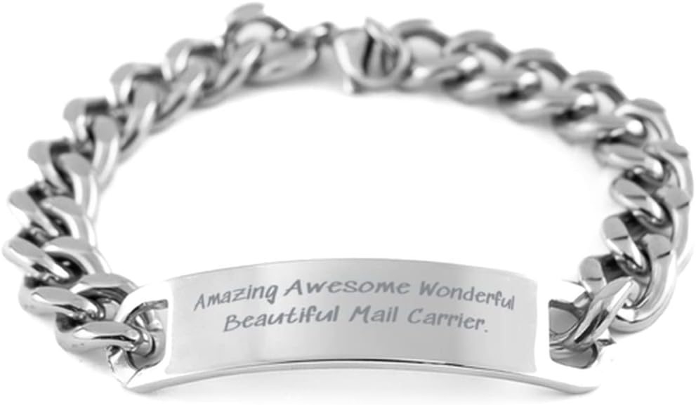 Nice Mail Carrier, Amazing Awesome Wonderful Beautiful Mail Carrier., Sarcasm Holiday Cuban Chain Bracelet for Men Women