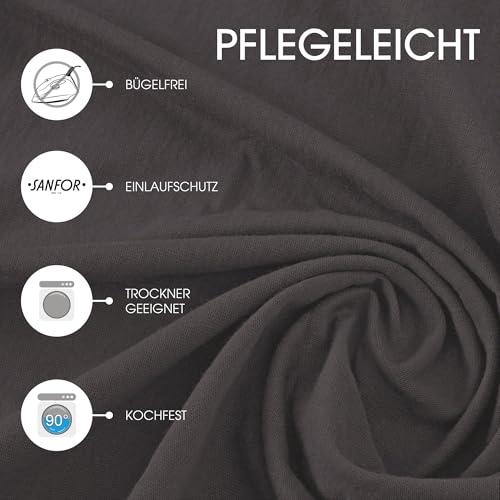 CelinaTex Jersey Topper Spannbettlaken Lucina Doppelpack 90x200-100x200cm anthrazit grau 100% Baumwolle gekämmt bis 12cm Matratzenhöhe Oeko… – Ansicht 5