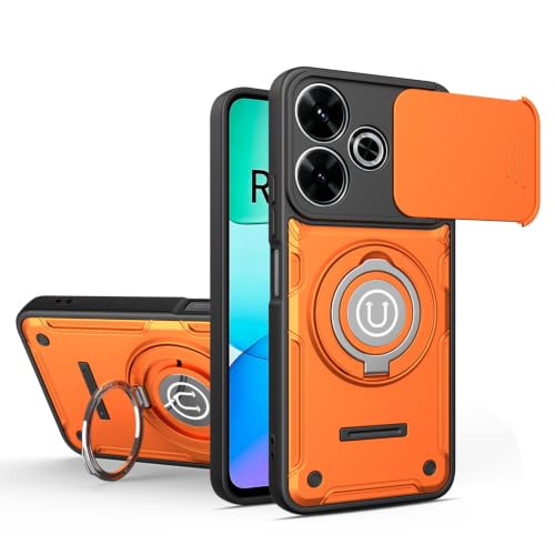 Coque Redmi 13 4G orange robuste pour éviter les bris d'écran et rayures d'objectif
