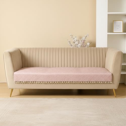 Image of HOMEMONDE 3 Seater Quilted Velvet Printed Sofa Cover with Tassels |Soft, Durable & Premium Fabric with Tassels | Sofa Cover Mats for Living Room, Bedroom & Office (76 X 178 CM, Opaline Drift)