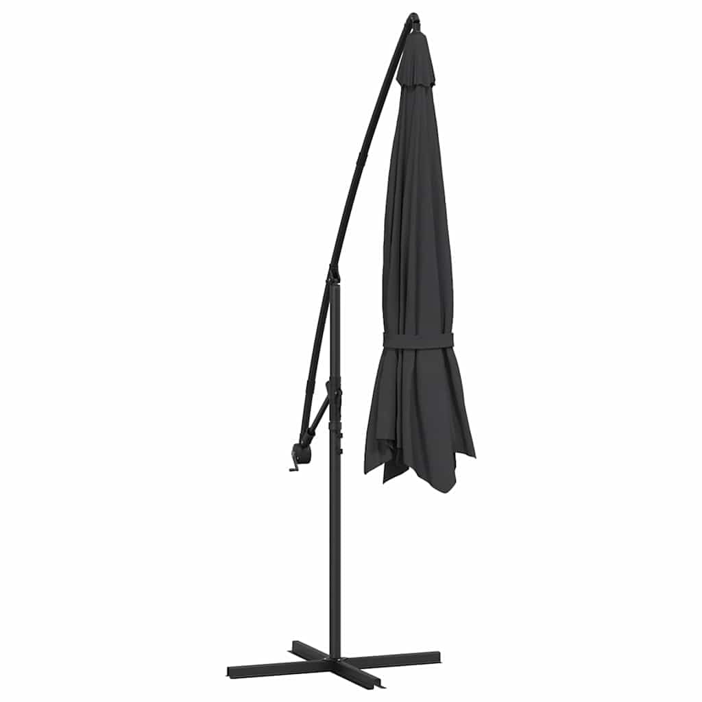 Ombrellone da giardino, 350 cm, con manovella, inclinabile, colore: nero | Grande ombrellone inclinabile per terrazza e giardino, parasole regolabile con stabile base a croce e sfiato.