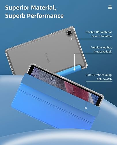 Image of MoKo Case Fits Samsung Galaxy Tab A7 Lite 8.7 inch 2021, Aqua Blue | Slim Lightweight Smart Case Trifold Stand Case with Soft TPU Translucent Frosted Back Shell for Galaxy Tab A7 Lite